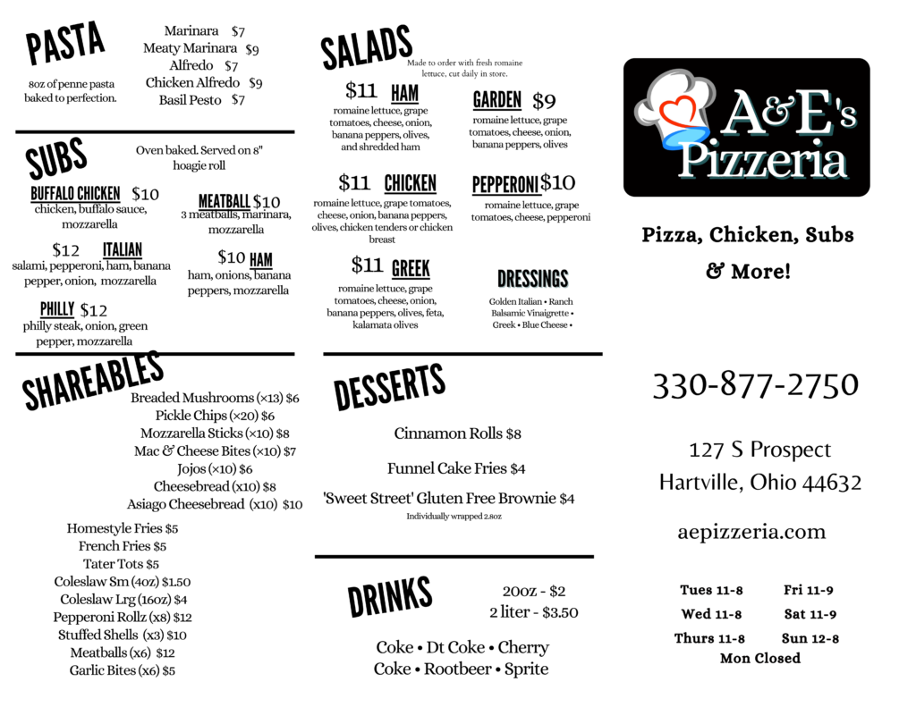 ejs pizzeria menu