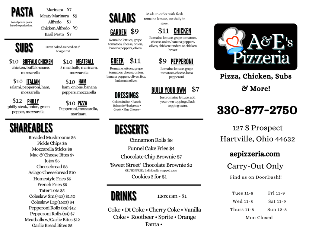 ejs pizzeria menu